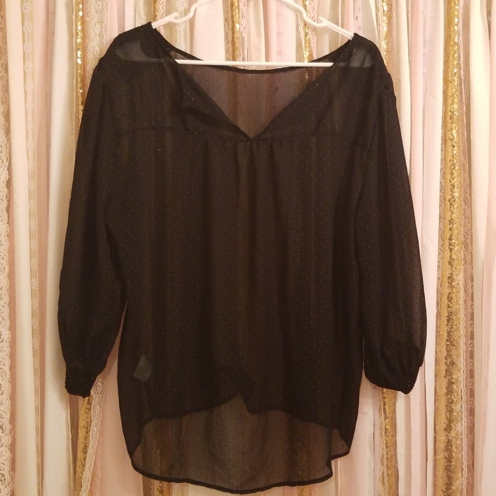 3/4 sleeve sheer blouse